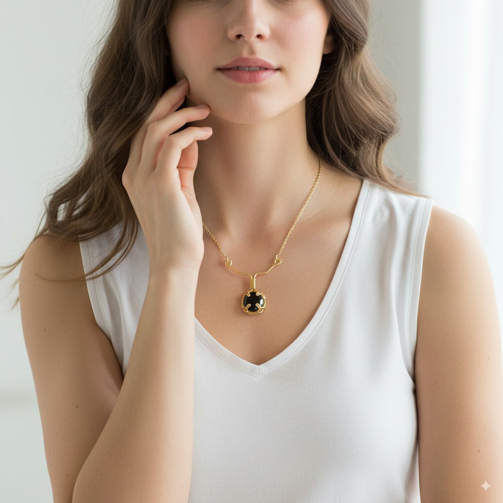 Garnet Y Necklace