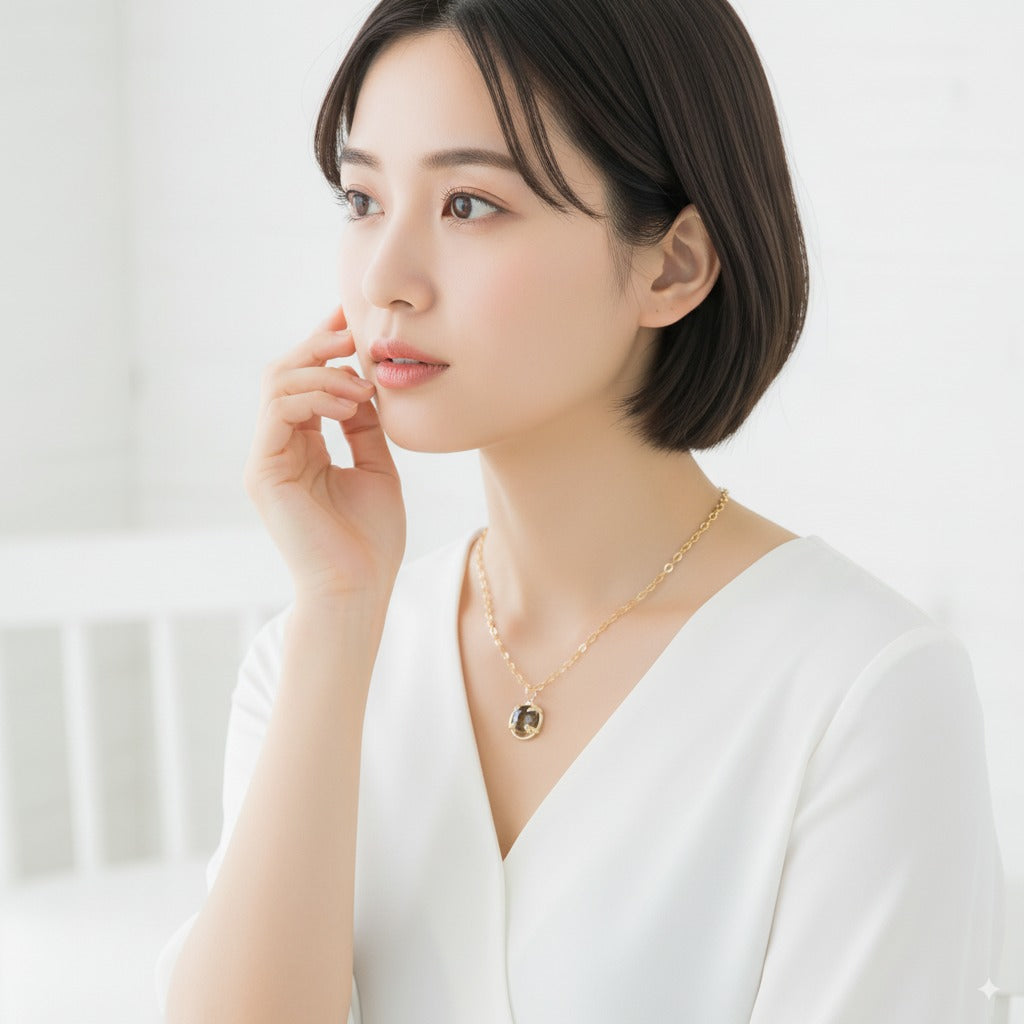 Smoky Quartz Cushion Cut Pendant Necklace