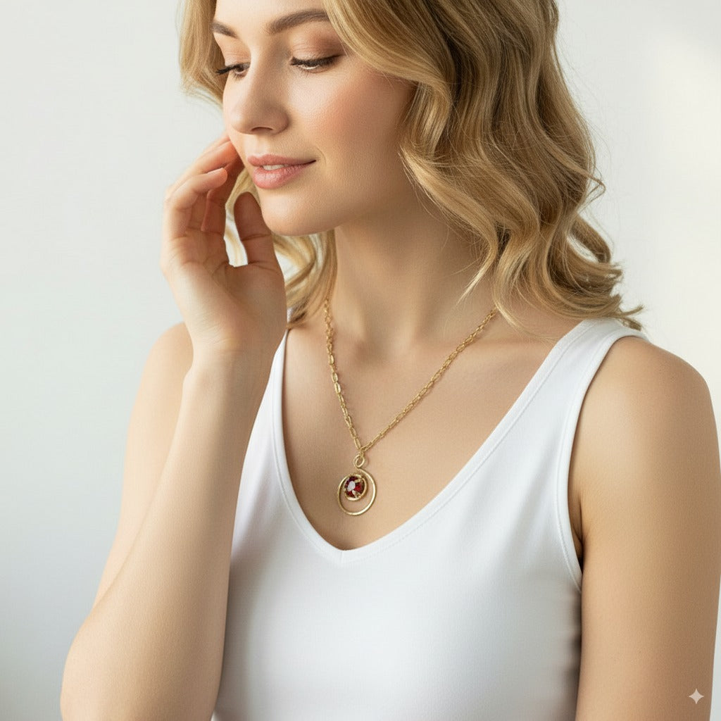 Garnet Long S Pendant Necklace