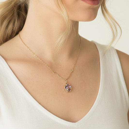 Purple Amethyst Y Necklace