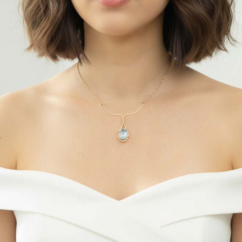 Sky Blue Topaz Y Necklace