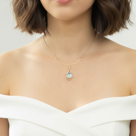 Sky Blue Topaz Y Necklace