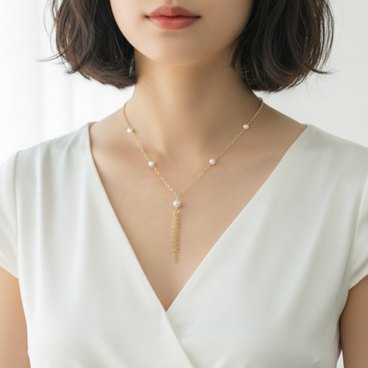 Swarovski White Pearl Fringe Necklace