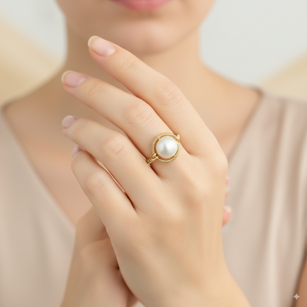 Freshwater Pearl Twisted Band Ring