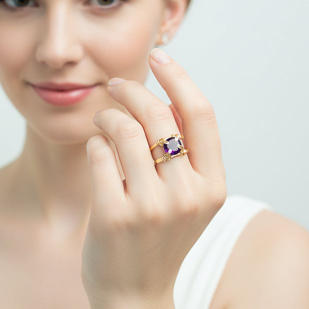 Purple African Amethyst Ring