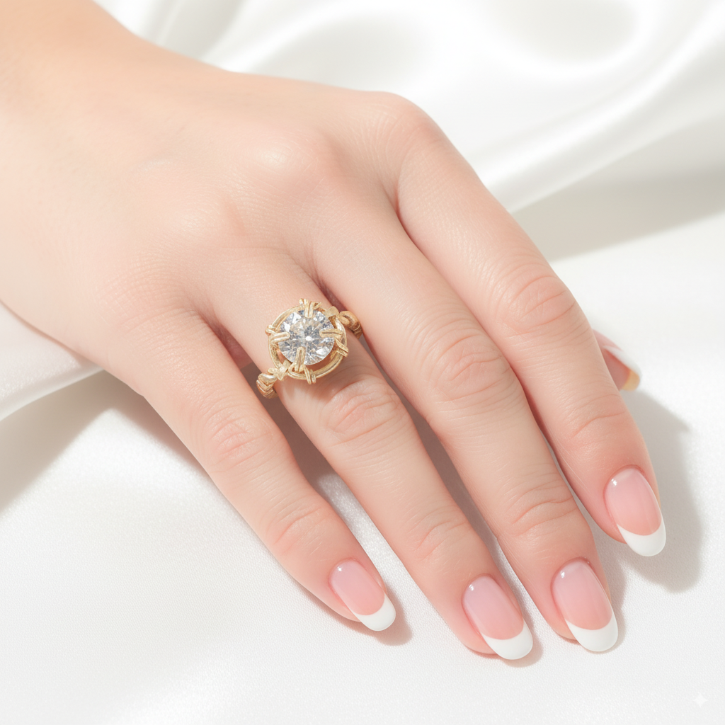 Cubic Zirconia Twisted Band Ring