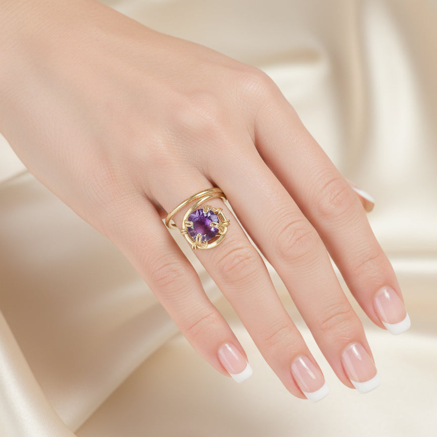 Purple Amethyst Swirl Ring