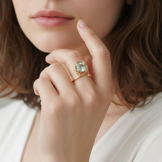 Aquamarine Swirl Ring