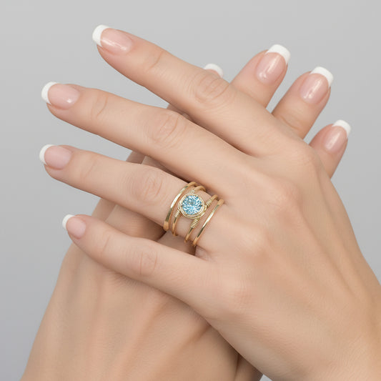 Swiss Blue Topaz Gold Wire Spiral Ring