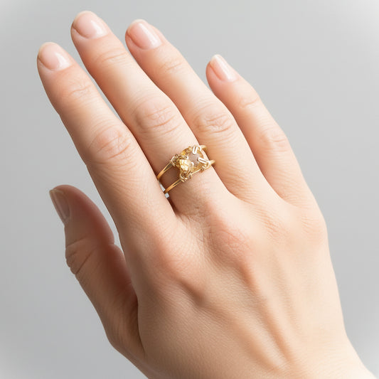 Citrine Double Banded Ring