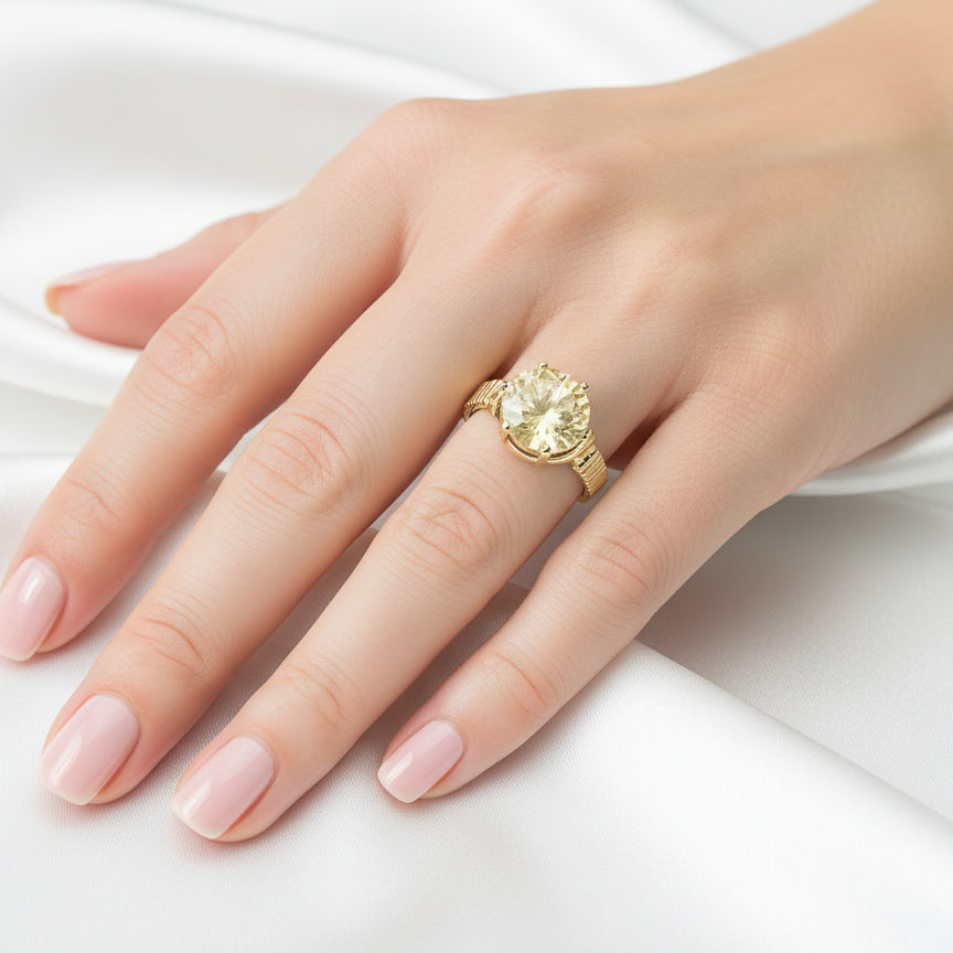 Lemon Quartz Wire Wrapped Ring