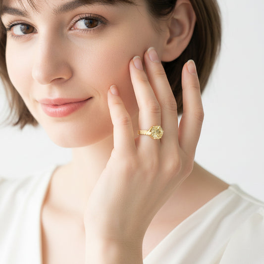 Lemon Quartz Wire Wrapped Ring