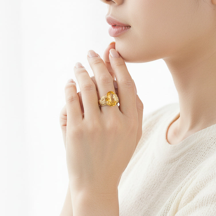 Citrine Double Swirl Ring
