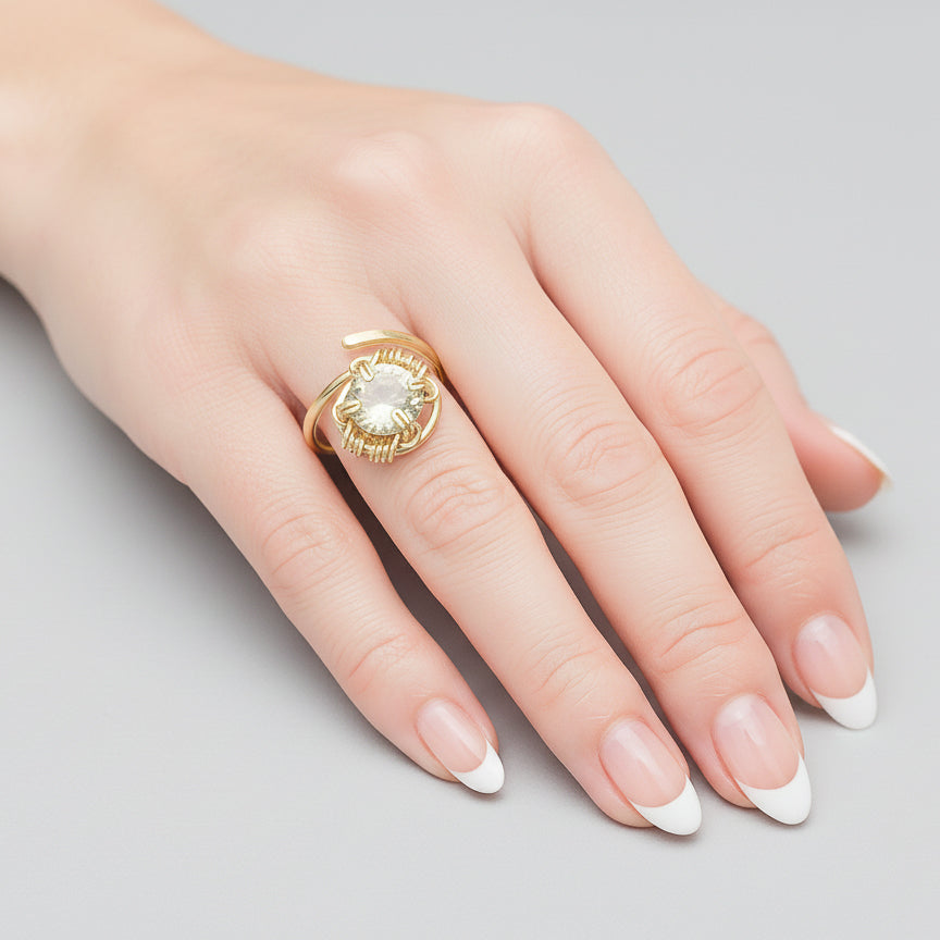 Green Amethyst Swirl Ring