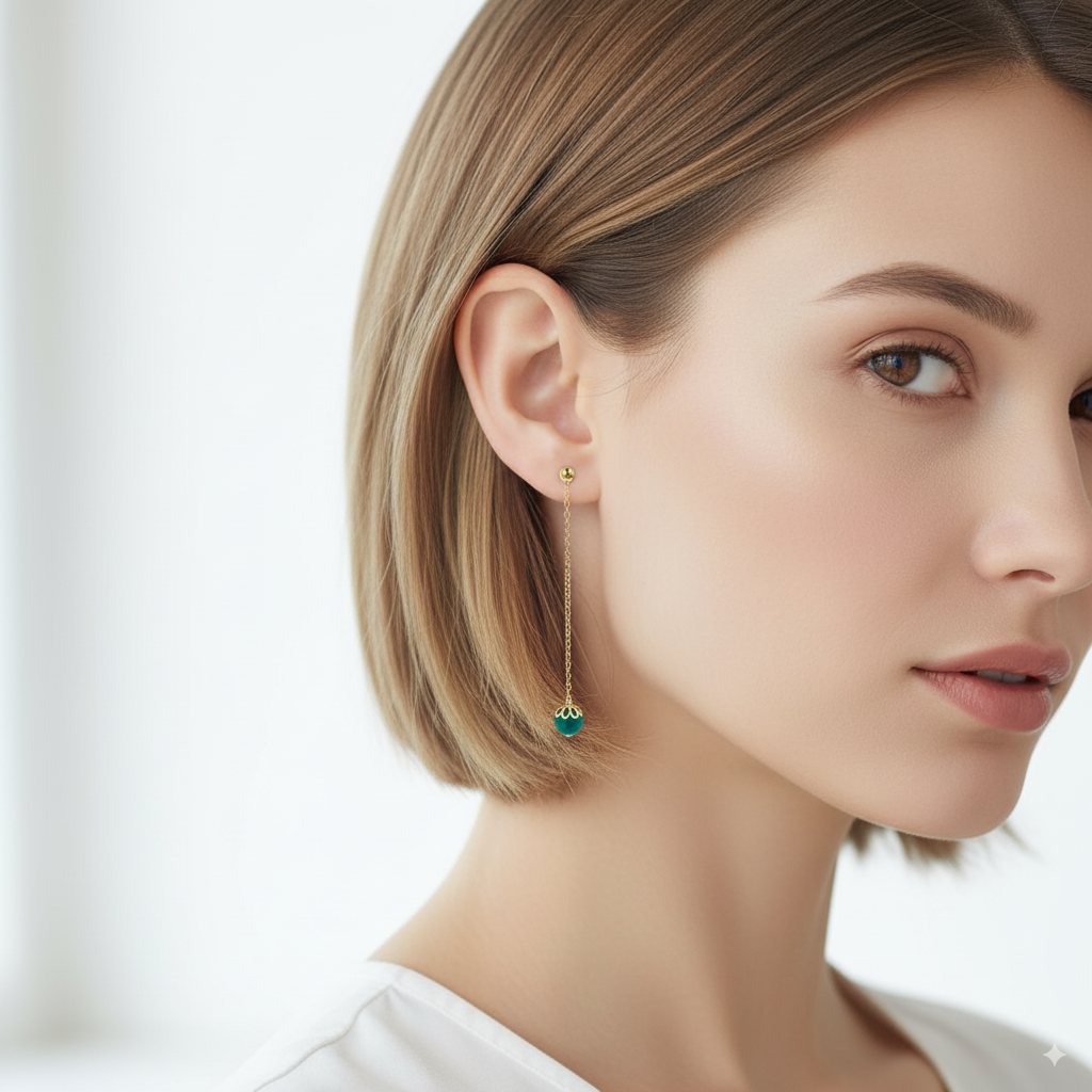 Jade Long Dangle Earrings