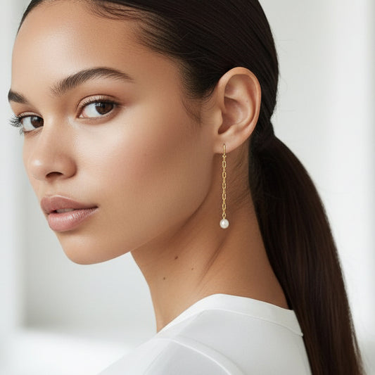 Freshwater Pearl Long Dangle Earrings