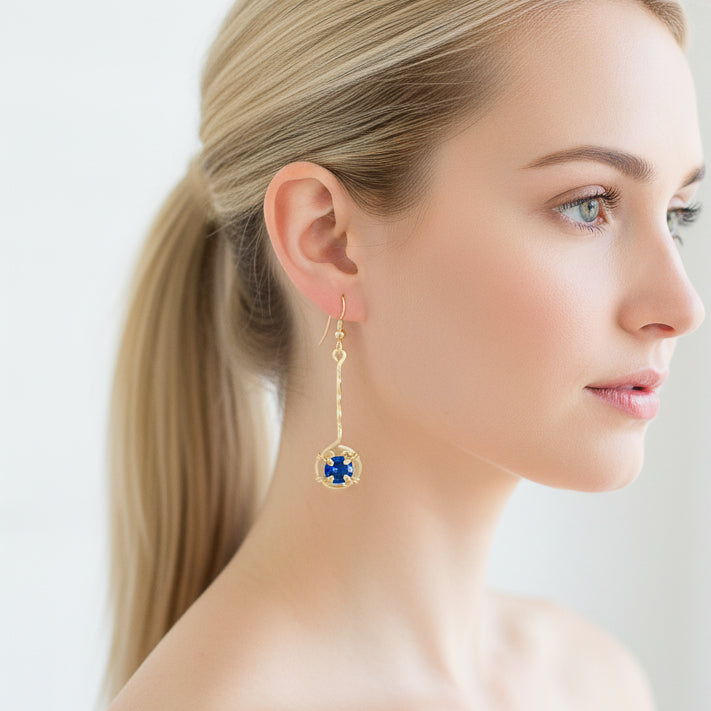 Sapphire Long Dangle Earrings