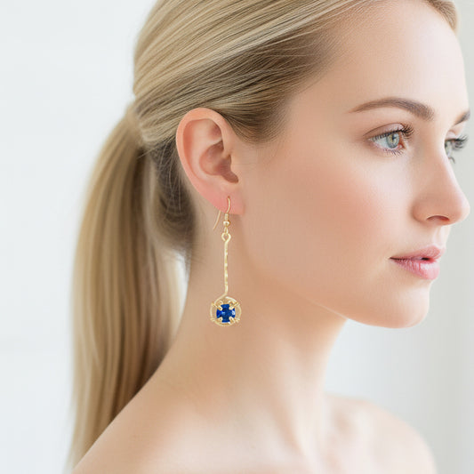 Sapphire Long Dangle Earrings