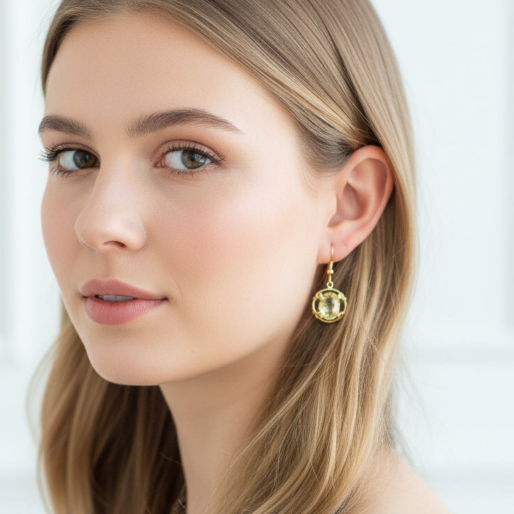 Lemon Quartz Dangle Earrings