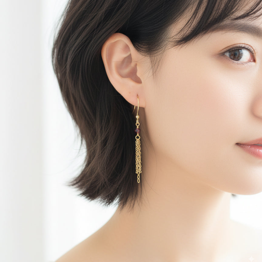 Garnet Fringe Earrings