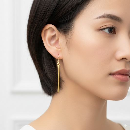 Gold Petite Hammered Bar Earrings