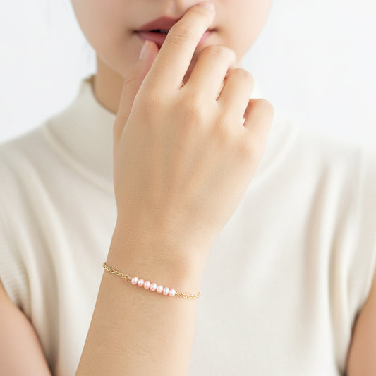 Pink Pearl Column Bracelet