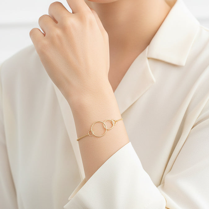 Gold Double Circle Adjustable Bracelet