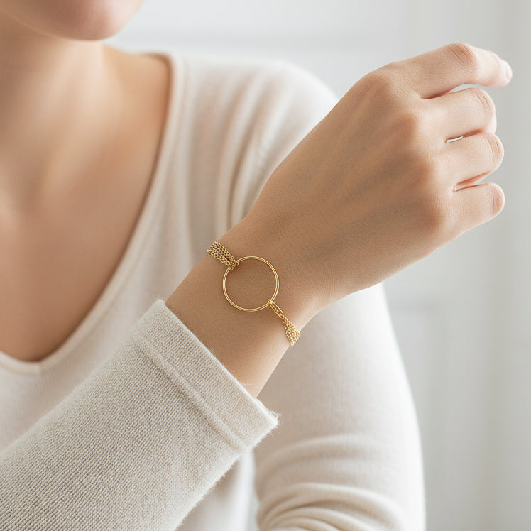 Gold Multi-Chain Circle Bracelet