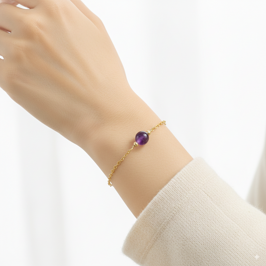 Amethyst Bead Dainty Bracelet