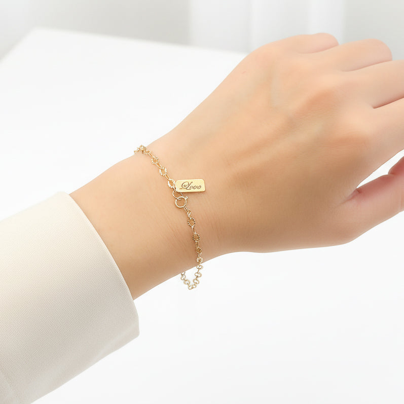 Gold Dainty Love Charm Bracelet