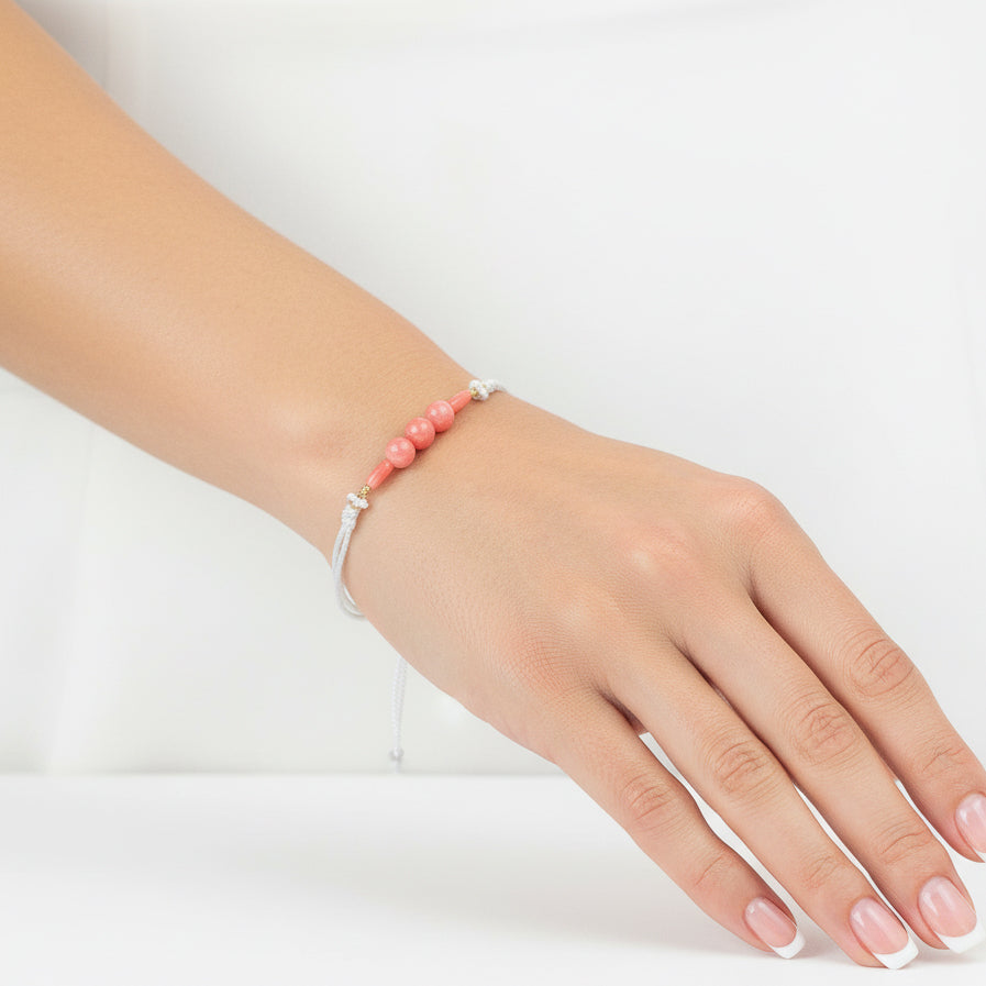 Coral Silk Cord Adjustable Bracelet