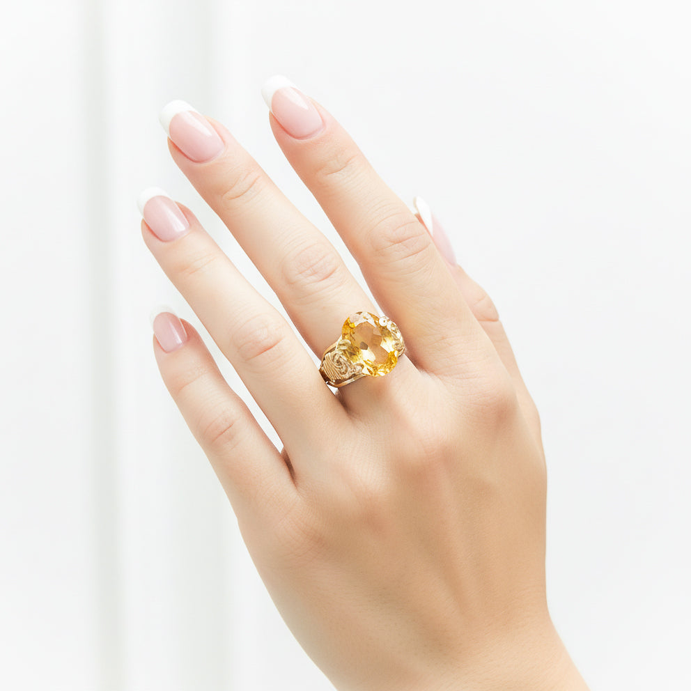 Citrine Double Swirl Ring