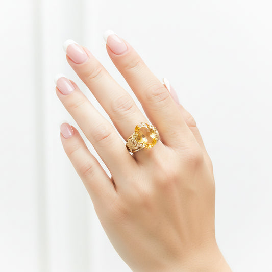 Citrine Double Swirl Ring