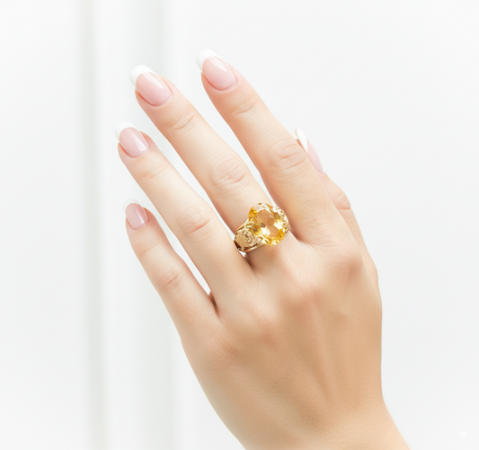 Citrine Double Swirl Ring