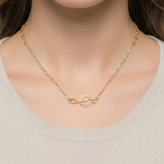 Gold Treble Clef Necklace