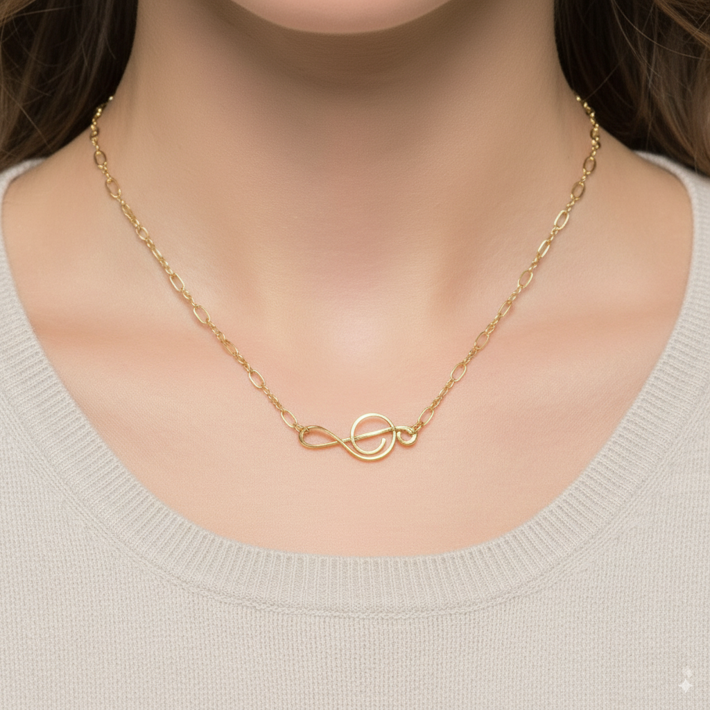 Gold Treble Clef Necklace