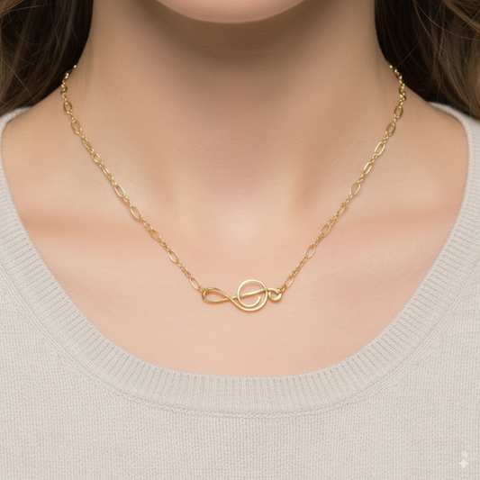 Gold Treble Clef Necklace
