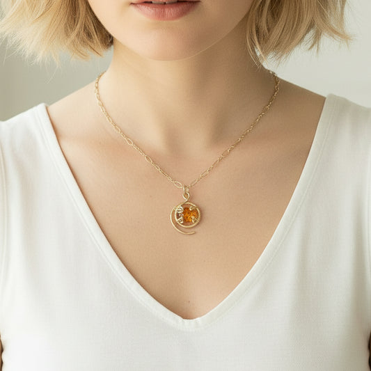 Citrine Asymmetrical Pendant Necklace