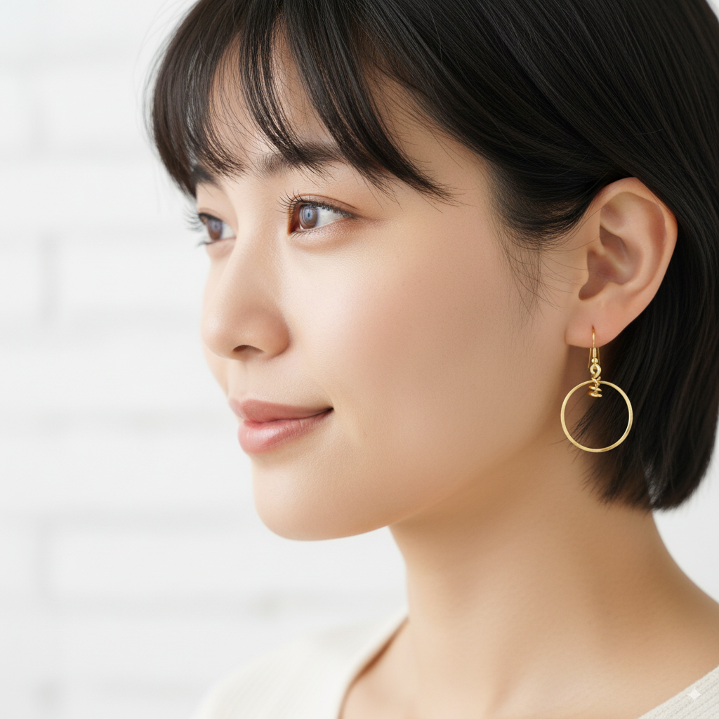 Gold Hoop Earrings with Swirls