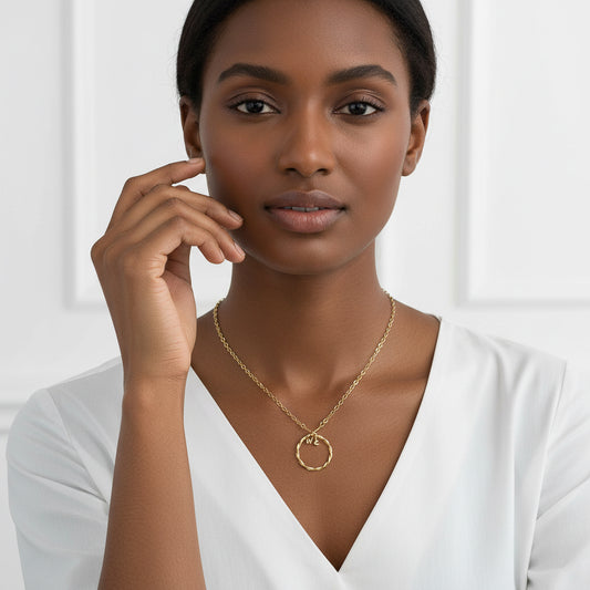 Gold Twisted Circle Necklace