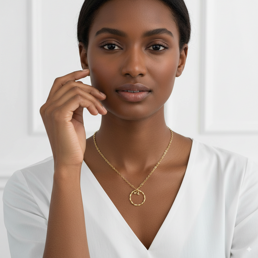 Gold Twisted Circle Necklace