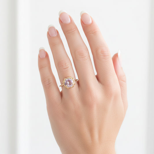 Purple Amethyst Thin Band Ring
