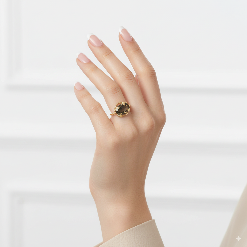 Smoky Quartz Twisted Band Ring