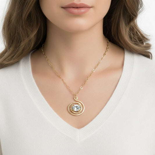 Aquamarine Swirl Pendant Necklace