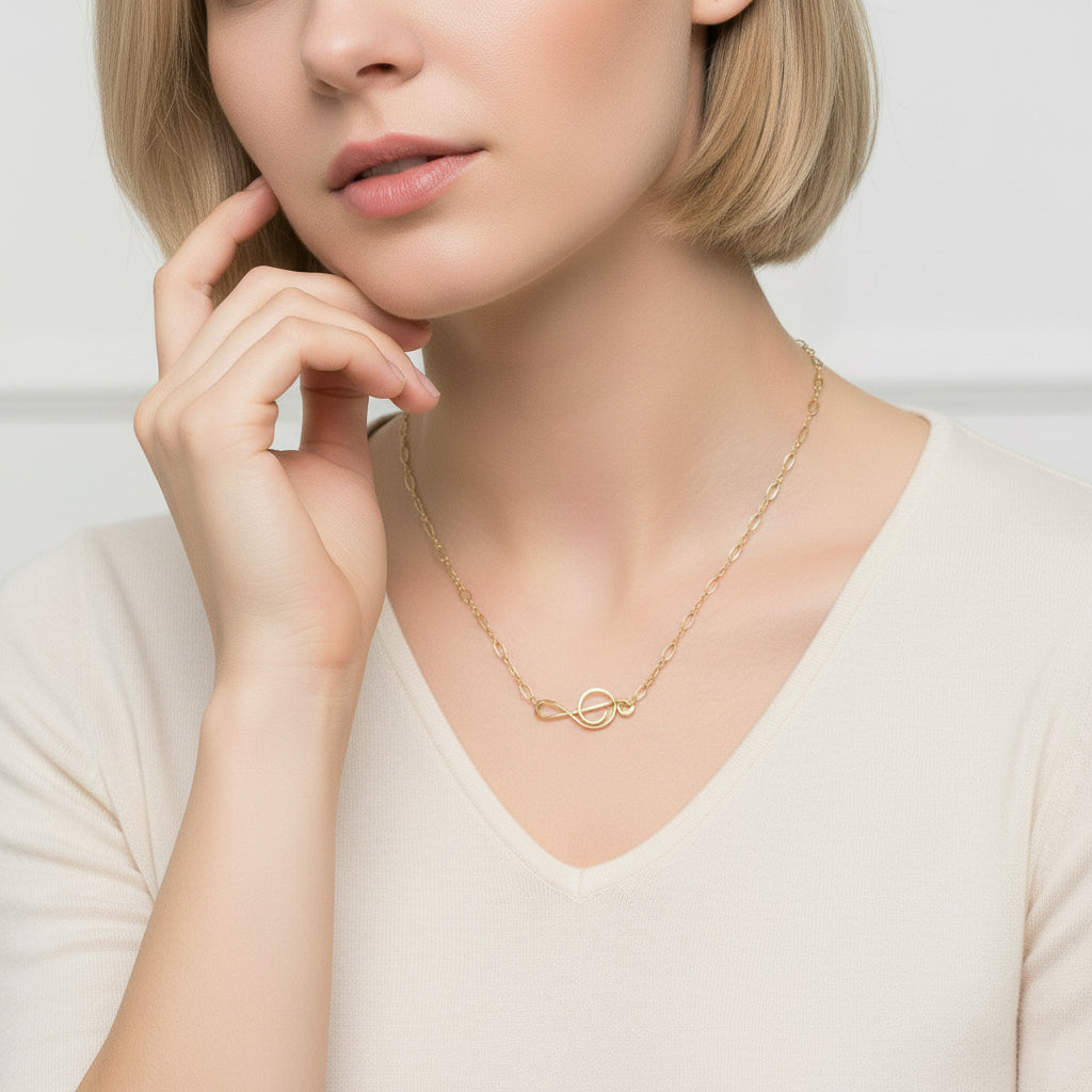 Gold Treble Clef Necklace