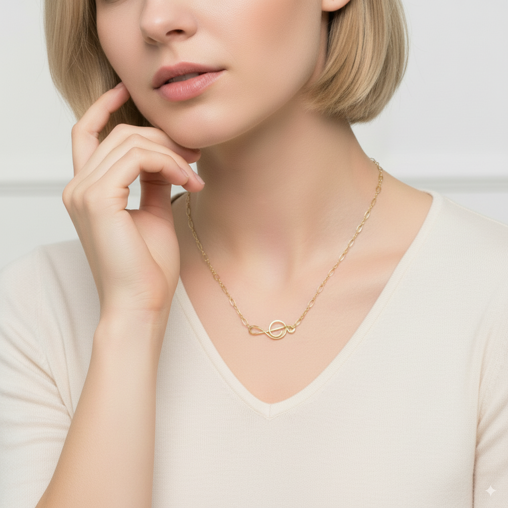 Gold Treble Clef Necklace