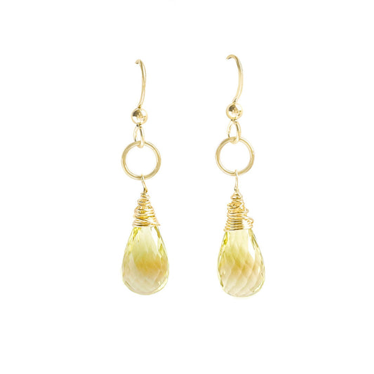 Lemon Quartz Briolette Earrings