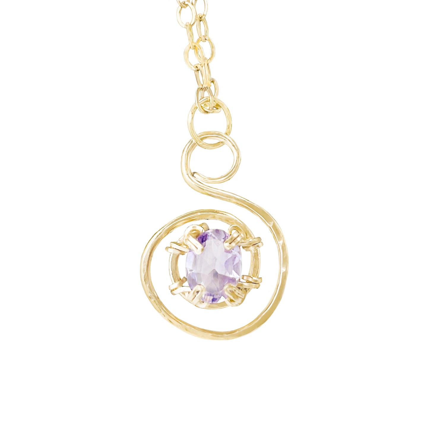 Purple Amethyst S Shaped Pendant Necklace