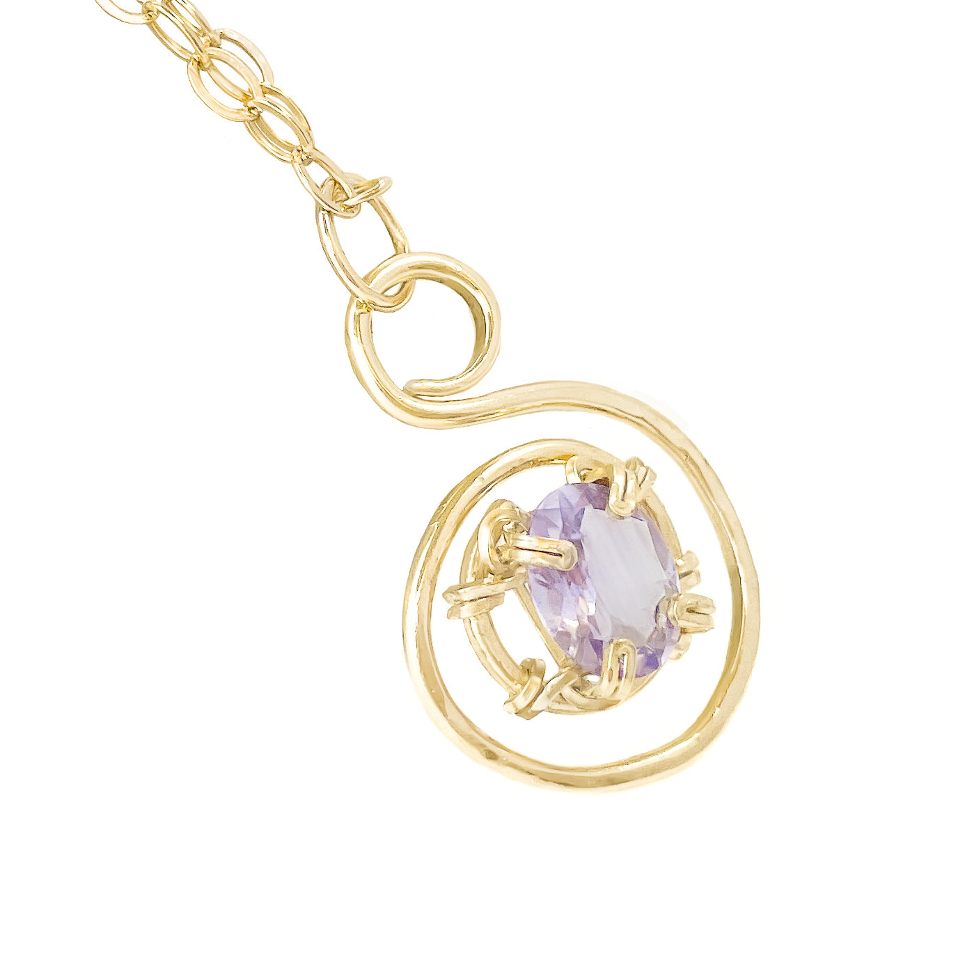 Purple Amethyst S Shaped Pendant Necklace