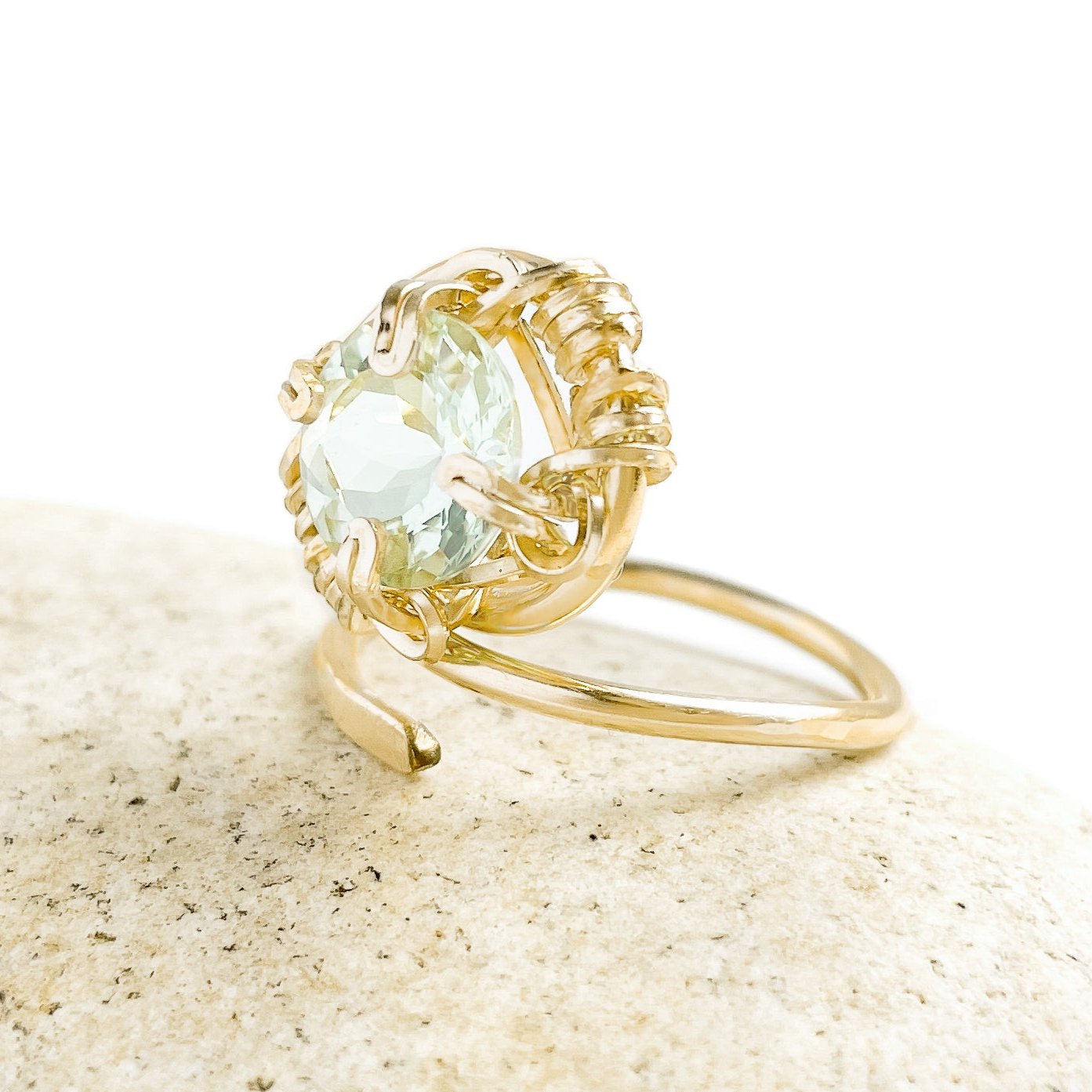 Green Amethyst Swirl Ring